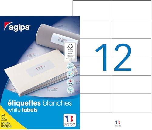 agipa 101032 Universal-Etiketten, 105 x 49,39 mm mit Abzieh-Hilfe