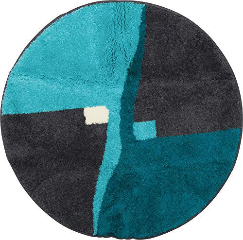 Erwin Müller Badematte Athen, Badteppich, Badvorleger rutschhemmend türkis Größe rund: 90 cm Ø - kuscheliger Hochflor, für Fußbodenheizung geeignet (weitere Größen)