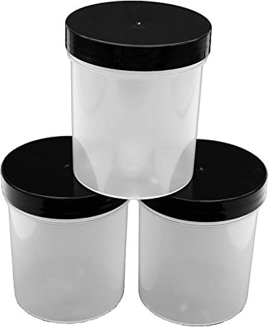 250ml Empty Glug Pots x 6 TRANSLUCENT with BLACK Lid (Plastic Jars/Containers/Tubs for Bait/Boilie Fishing)