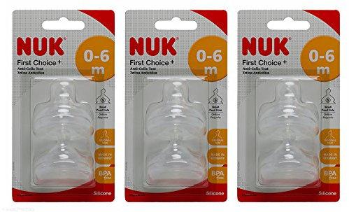 Multibuy 3X NUK® First Choice+ 2 Wide Silicone Teats Size 1,Small Hole (0-6 M)