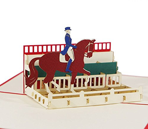 Reiterin - Klappkarte / 3D Pop-Up Karte - Geburtstagskarte, Grußkarte, Geldgeschenk, Glückwunschkarte, Gutschein-Karte für Reiter