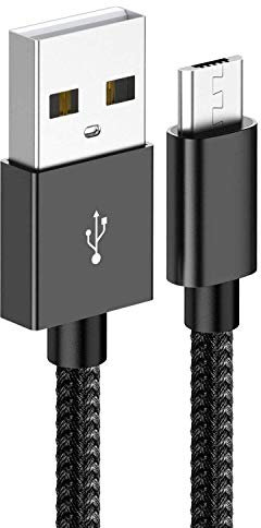 NWNK13 Micro USB Charging Cable 2m for Huawei P Smart 2019 P Smart 2020 Y6 2019 Y5 2019 Y9 2019 Y7 2019 3.0A Nylon Braided Android Lead Fast Charging Data Sync Cable Cord Black