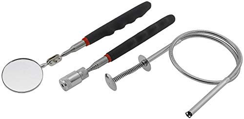 ChiliTec Magnetheber Spiegel Werkzeug Set mit Beleuchtung flexibel schwenkbar Greifer Teleskop Heber für Metall Schrauben Münzen