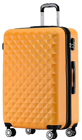 BEIBYE Zwillingsrollen 2066 Hartschale Trolley Koffer Reisekoffer Gepäck M-L-XL-Set (Orangen, XL)