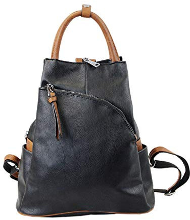 irisaa Damen Rucksack Daypack Tasche Umhänge Tasche Schulrucksack Schultertasche für Frauen und Mädchen, Damen Tasche:Schwarz Braun