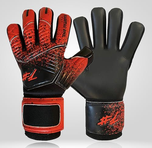 #1 Hashtagone Torwarthandschuhe, Herren & Erwachsene Kinder und 4mm Profi Grip - Diverse Größe und Farben (Schwarz Rot, 6)