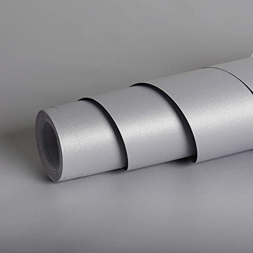 Livelynine 40CMx10.05M Selbstklebende Tapete Grau Möbelfolie Grau Matt Tapeten Dekofolie Wand Klebefolie für Schränke Möbel tür Küchenfronten Schlafzimmer Küche Wohnzimmer Modern Badezimmer Wasserfest