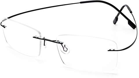 Rimless Computer Reading Glasses for Women Men +0.75 Flexible Titanium Alloy Blue Light Blocking Readers Eyeglasses