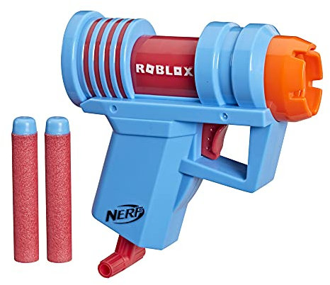 NERF Roblox Mad City: Plasma Ray Dart Blaster, Pull-Down Priming Handle, 2 Elite Darts, Code to Unlock in-Game Virtual Item