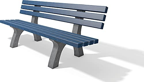 hanit Sitzbank Trafalgar Square, Gartenbank wetterfest aus recyceltem Kunststoff, Parkbank; 2m Breite (grau-blau)