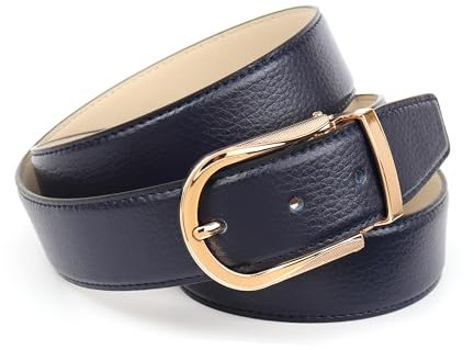 Anthoni Crown Damen Ledergürtel Gürtel, Dunkelblau, 80
