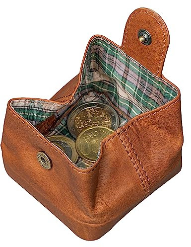 Benthill Porte-Monnaie en Cuir - Mini Porte-Monnaie avec Petite Caisse - Boîte viennoise en Cuir véritable - Slim Wallet - Monnaies Portefeuille, Color:Marron