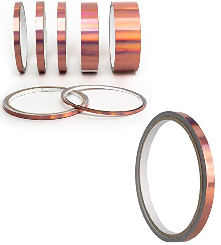 Oilslick Zierstreifen Sticker Fahrzeug Tuning Aufkleber Seitenstreifen Hologramm Klebebänder Design Stripes Regenbogen Effekt Zierband Folie Modellbau Basteln (6 mm, Hologramm Rose)