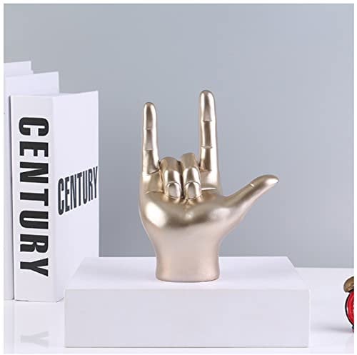 mozhixue Home Decor Interpreter Gift I Love You Sign Language Hand Statue Resin Crafts Figurine Gold Home Decoration,Gold
