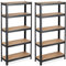 2 x Schwerlastregal, HBT: 150 x 75 x 30 cm, Traglast: 875 kg, 5 Böden, zum Stecken, Keller, Garage, Stahl, MDF, schwarz