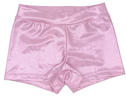 Dtone Mädchen Kurz Hose für Tanz Gymnastik Turnanzug Turn Shorts Glitzer glänzend Fitness Hotpants, Rosa 140(9-10 Jahre)