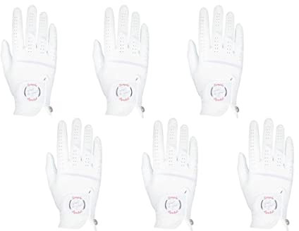SIMPLE SYMBOL Damen-Golfhandschuh Mikrofaser mit buntem Cabretta-Leder, 6er-Pack (links wird auf der linken Hand getragen, rechts kann auf der rechten Hand getragen werden), vier Farben: