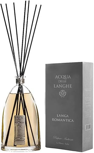 Acqua delle Langhe - Profumatore Ambiente - Fragranza Langa Romantica - 200 ML - Diffusore Aromi con Bastoncini in Rattan - Made in Italy
