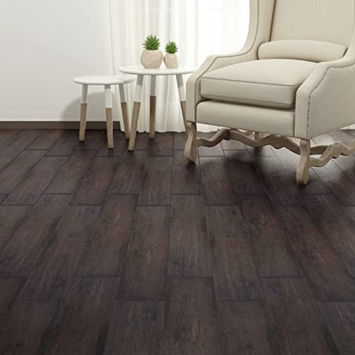 Gecheer PVC Laminat Dielen Selbstklebend rutschfest Vinylboden Vinyl Boden Bodenbelag Fußboden Designboden Dielenboden 2,51 m² 2 mm Dunkelbraun