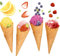 20 Servietten fruchtiges Eis im Sommer Eiswaffel mit Früchten 24x24 cm