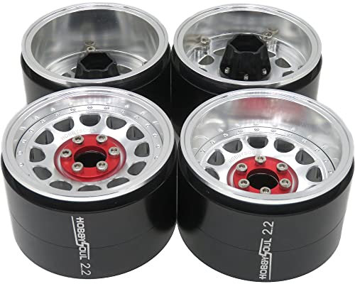 hobbysoul Breite 1,57'' (40mm) 2,2 Beadlock Räder verstellbare 4 Offset Felgen Silber Farbe für Gen8 Everest Gen 7 Pro / SCX10 Capra Wraith Ryft / TRX4 AMG 6x6, (4 Stück)