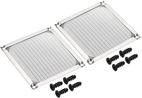 PATIKIL 90mm Fan Filter Grills with Screws, 2 Pack Aluminum Frame Stainless Steel Mesh Dustproof Cover for Computer Case, Silver