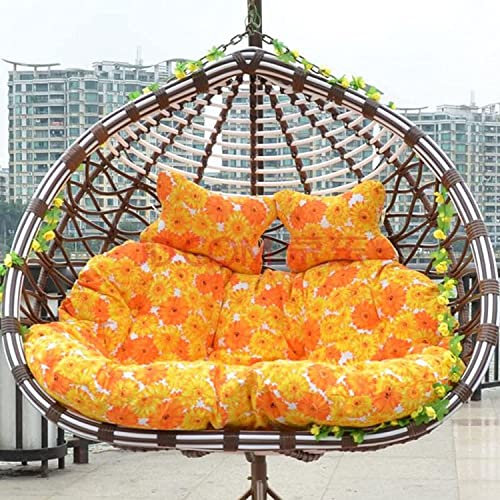 CAZARU Without Stand Thickening 2 Persons Seater Hanging Egg Swing Seat Cushion Washable For Garden,Hammock Chair Cushions,Double Swing Chair Cushion-J 140x110cm