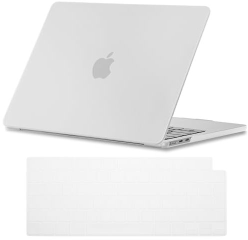 NJIAONE Custodia Compatibile con MacBook Air 15 M4 M3 M2 2025 2024 2023 Model: A3241 A3114 A2941, Cover Rigida in Plastica Protettiva con Cover Tastiera EU per MacBook Air 15,3 - Matte Trasparente