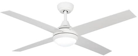 Ventilador de Techo Led con mando a Distancia, Bajo consumo, motor DC 27W+Luz Led 18W, 6 velocidades,Silencioso,4 Aspas, invierno-verano, temporizador. (Blanco)