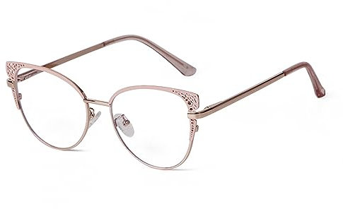 ADEWU Brille ohne Stärke mit Blaulichtfilter Brillefassungen Damen Katzenauge Schick Party Fake Brillen