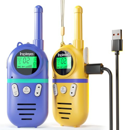 Inspireyes Walkie Talkie Kinder Aufladbar, 48 Stunden Arbeitszeit, 8 Kanäle 2-Wege-Radio, Geschenke für Jungen Mädchen, Outdoor Wandern Camping, 3-12 Jahre altes Spielzeug