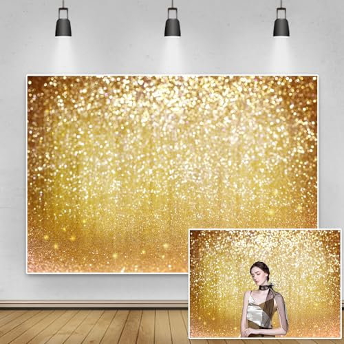 Renaiss 3x2m Gold Bokeh (No Glitter) Fotohintergrund Goldene Partikel Speckle Vinyl Fotografie Hintergrund Hochzeit Geburtstag Party Dekor Kinder Erwachsene Portrait Foto Requisiten