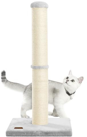 Karolpar Kratzbaum mit natürlichem Sisalseil, 10,9 cm, großer Durchmesser, Kratzbaum für Indoor-Katzen, 86,4 cm, Grau
