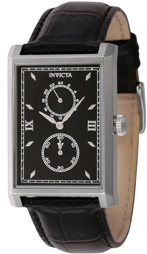 Invicta Vintage 46857 Herren Uhr - Wasserdicht - Analog - Quarzuhrwerk - Edelstahl mit schwarzen zifferblat - 30mm