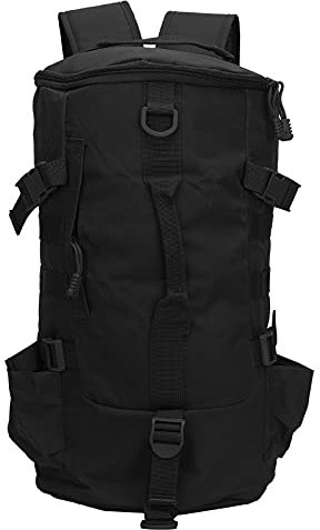 Topyond Angelrucksack,Rucksack Für Angelgeräte,Tragbare Zylindrische Tasche Mit Großem Fassungsvermögen Und Praktischem Rutenhalter Für Angler Unterwegs(Schwarz)