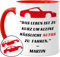 Tassenliebling® Auto Tasse personalisiert - Rot - Das Leben ist zu kurz um hässliche Autos zu fahren - Lustiges Geschenk für Männer und Auto Fans - Keramik Kaffeetasse, Teetasse 330ml