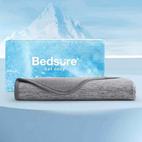 BEDSURE Kühldecke für Sommer 150X200cm - Sommerdecke Leichte Kühlfasern Arc-chill Q-Max>0.4, Kühl Decke Selbstkühlende für Heißschläfer Nachtschweiß, Sofadecke Reisedecke, Dunkelgrau