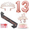13. Geburtstag Mädchen Deko, 13. Geburtstag Krone, Official Teenager 13 Schärpe, Happy Birthday Tortendeko Kerzen, Luftballons Rosegold, 13 Jahre Mädchen Geschenk