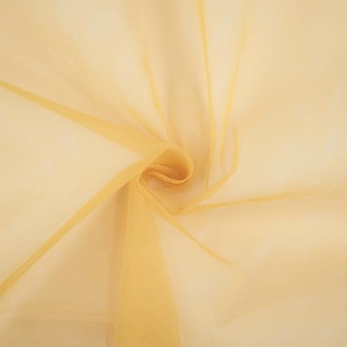Tüll Stoff, standfest, Tüllstoff als Meterware, Kostümstoff, Dekostoff, uni ocker (Länge am Stück ab: 100cm / Breite: 150cm)