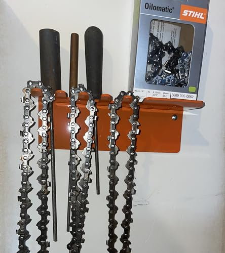 Generic Kettensägen-Ketten- und Werkzeugregal für Garage, Wandhaken, Stahl, Metall, Orange, USA, hergestellt für Stihl Husqvarna