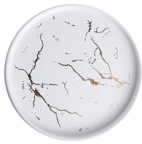 Zerodeko Piatto Rotondo Ceramica Con Design Marbling Per Snack e Colazione Adatto Per Feste e Decorazioni Domestiche