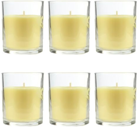 H HANSEL HOME Vela Aromática, Vela en Vaso de Cristal de Cera Vegetal - 28 Horas de Duración, Velas Perfumadas, 8,5x7 cm, Jazmín, 125g x 6 unidades