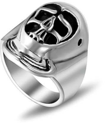 Aotiwe Pinky Ring Silber, Promise Ring Man Schädel Pinky Ring Herren Edelstahl Größe 62 (19.7)