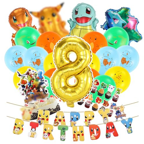 luftballon 8. geburtstag | geburtstagsdeko jungen 8 jahr, Happy Birthday Dekoration Banner Karikatur Luftballons deko (8)