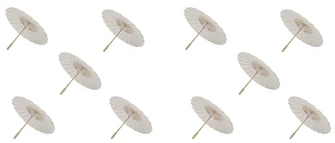 Evenden 10 Stück Papier-Sonnenschirm, 60 cm, Strandschirm, Weiß, DIY-, Fotografie-Requisiten für Babyparty, Party, Hochzeit