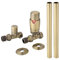 Milano Brushed Gold Straight Heated Towel Rail Radiator Thermostatic Lockshield Valve Pipe Connector