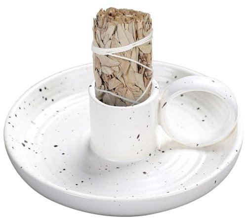 Bol Brûleur De Sauge, Porte-bâtons D'encens Palo Santo, Porte-Sauge en Céramique, Brûleur D'encens, Support en Bois Parfumé, Cendrier De Sauge pour Bâtons D'encens, Sauge Blanche, T, Bâton Palo
