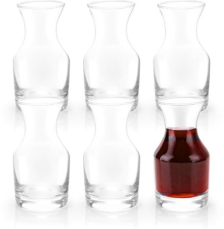 Set of 6 Cornucopia Individual Wine Carafes | Small Single-Serving Personal Mini Size Wine Decanters - 7oz