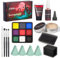 Licitn Maquillaje SFX,Pintura Facial y Corporal de Halloween ,Sangre Falsa Spray y Gel - Paleta de maquillaje facial de 9 colores con cera para cicatrices,maquillaje de payaso con calavera de vampiro