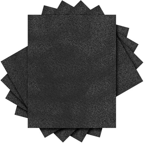 sourcing map 5PCS Glitter HTV Heat Transfer Vinyl Sheets, 12 x 10 Inch Black Glitter Iron on Vinyl for T-Shirts DIY Heat Vinyl Design Easy to Cut & Weed